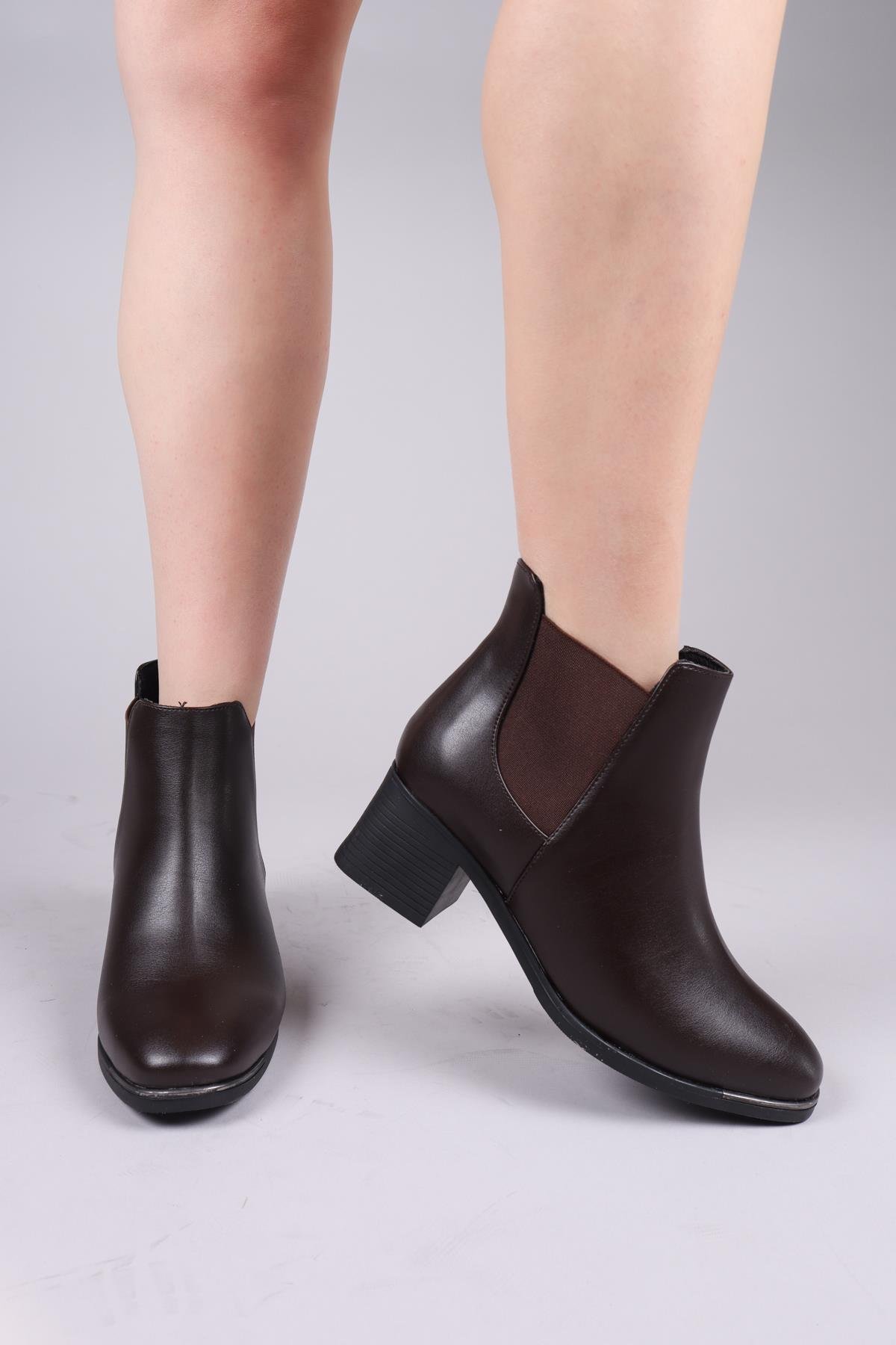 MİLDURA Lastikli Alçak Topuklu Bot KAHVERENGİBOT