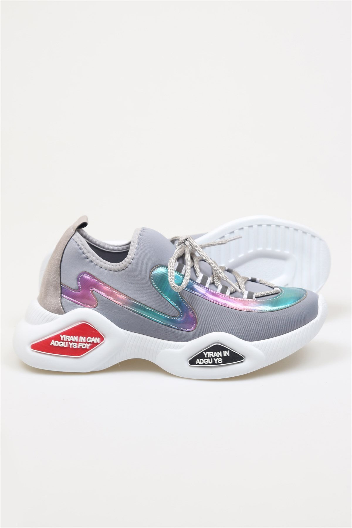 Multi Detaylı Gri Strech Bayan Spor AyakkabıSPOR AYAKKABI