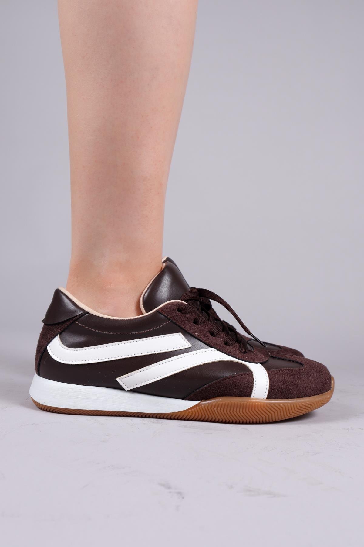 ORSA Cilt Süet Garnili Sneakers KAHVERENGİSPOR AYAKKABI