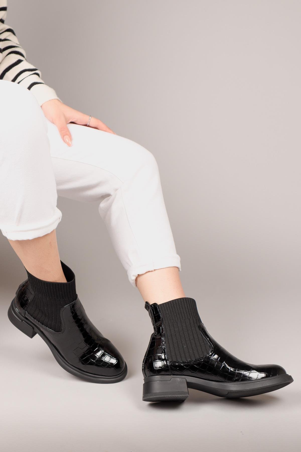 OSLO Çorap Detaylı Bot SİYAHBOT