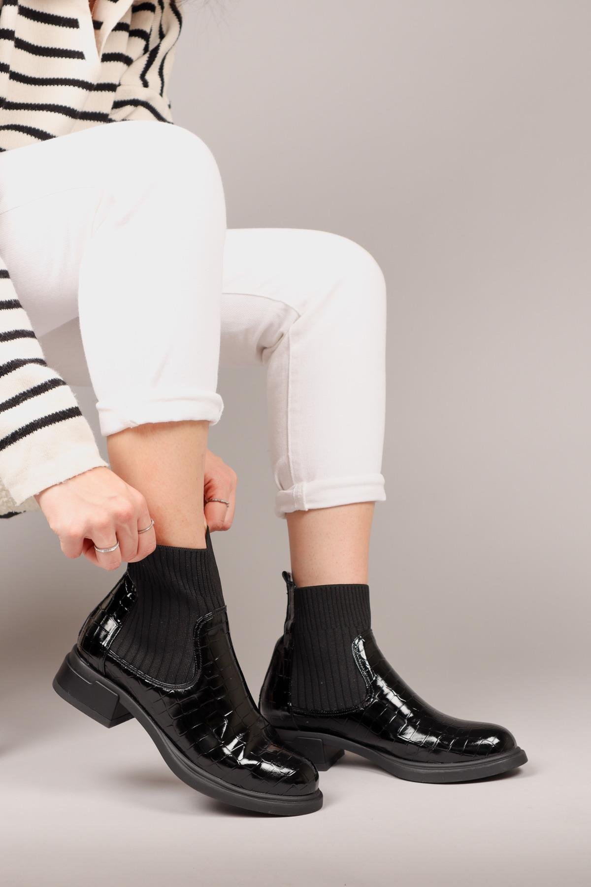 OSLO Çorap Detaylı Bot SİYAHBOT