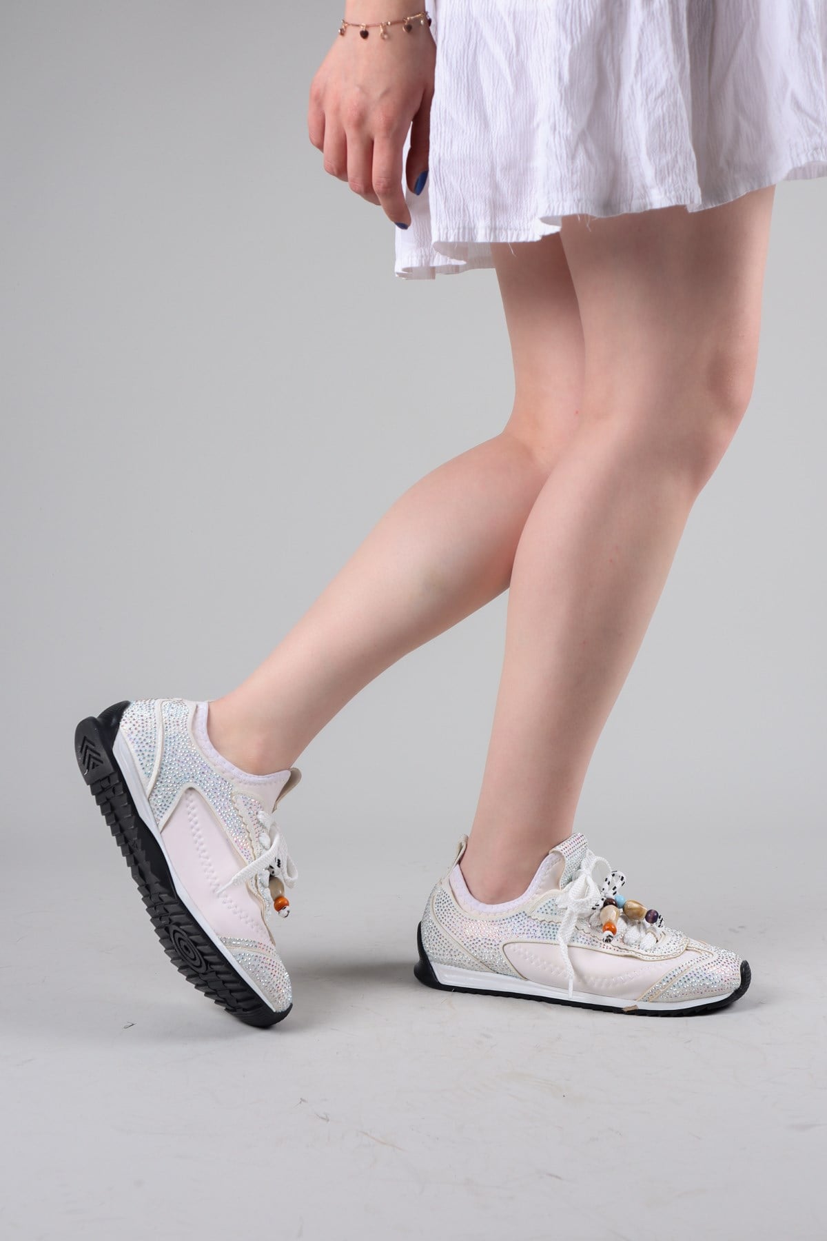 PALMAS Taş Detaylı Strech Sneakers BEYAZSPOR AYAKKABI