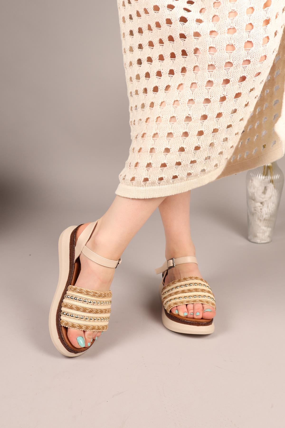 PLAT Örgü Sandalet BEJSANDALET