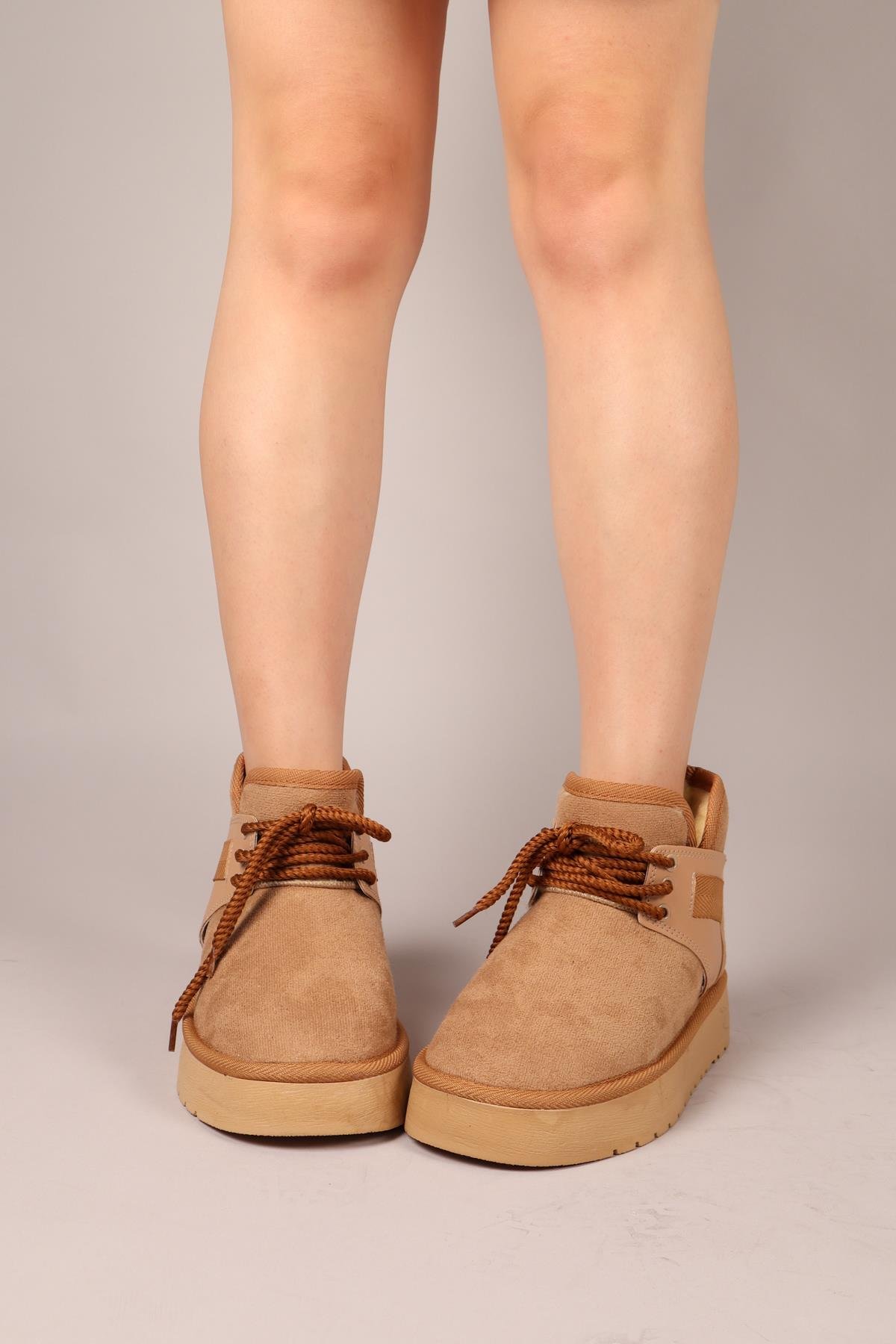 PUFF İçi Suni Kürklü Süet Bot CAMELBOT