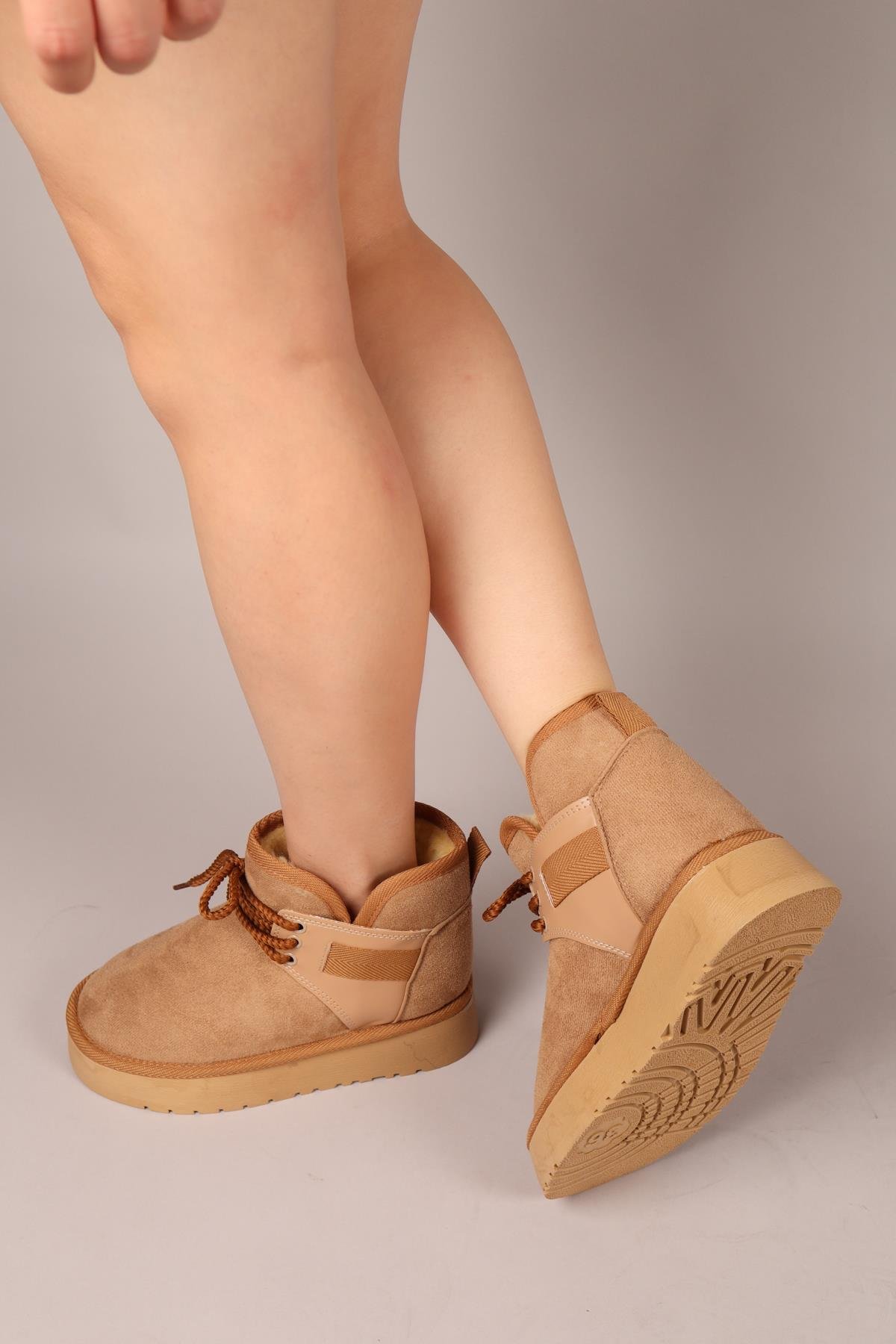 PUFF İçi Suni Kürklü Süet Bot CAMELBOT