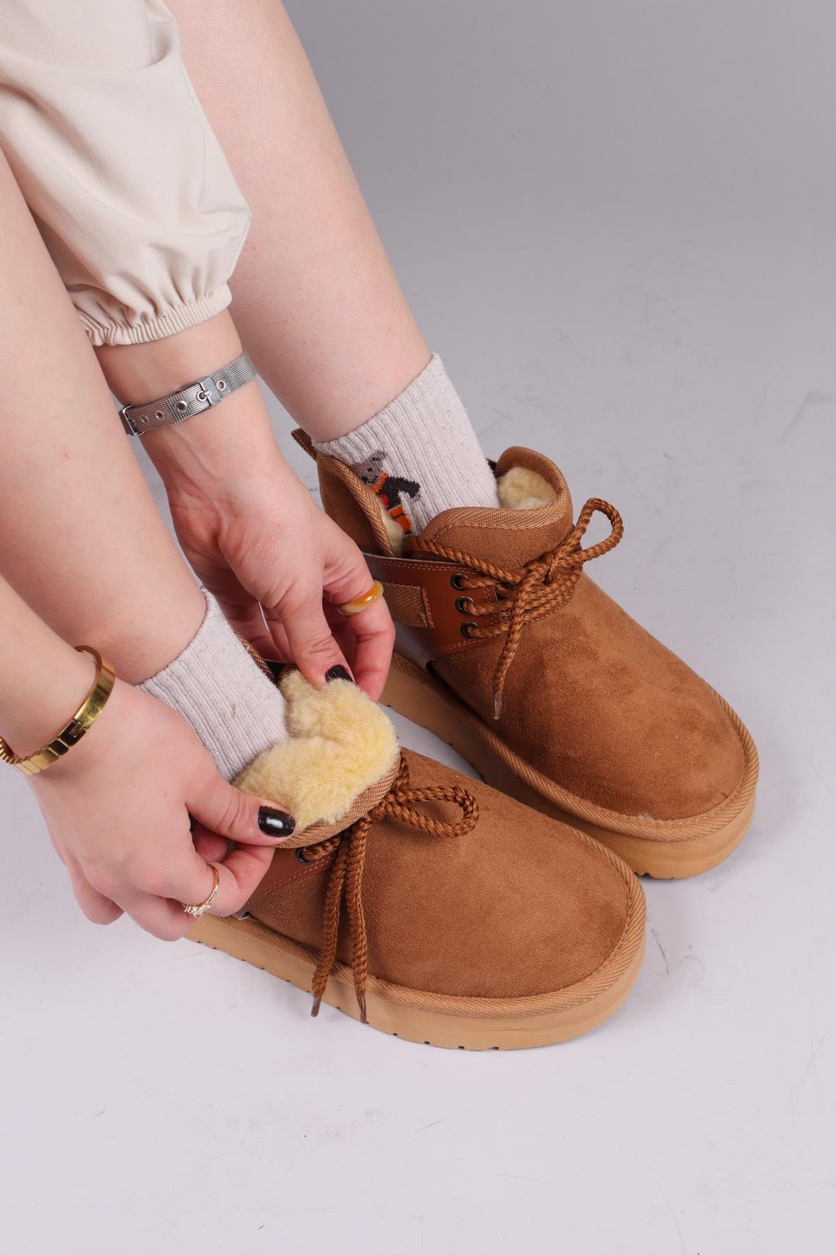 PUFF İçi Suni Kürklü Süet Bot TABABOT