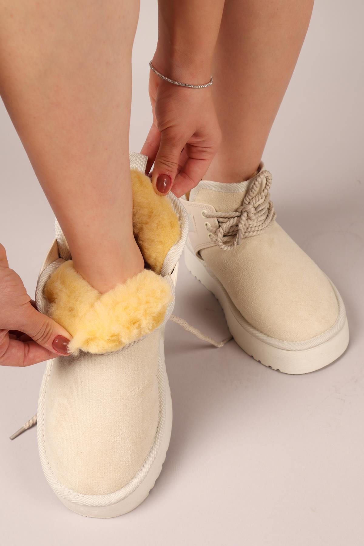 PUFF İçi Suni Kürklü Süet Bot TENBOT