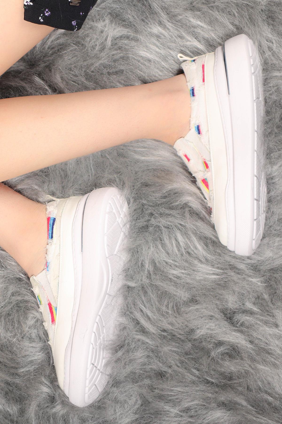 Renk Detaylı Kot Sneakers BEYAZSPOR AYAKKABI