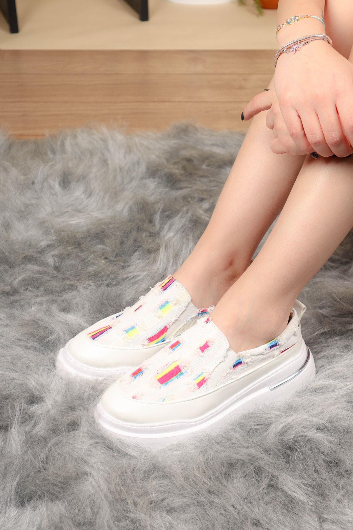 Renk Detaylı Kot Sneakers BEYAZSPOR AYAKKABI