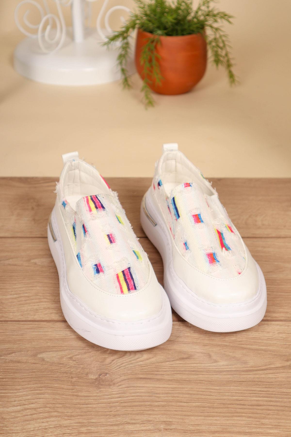 Renk Detaylı Kot Sneakers BEYAZSPOR AYAKKABI