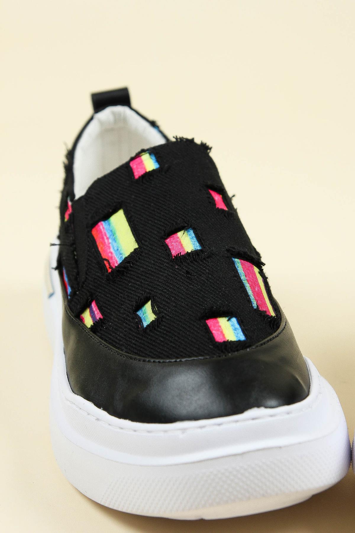 Renk Detaylı Kot Sneakers SİYAHSPOR AYAKKABI