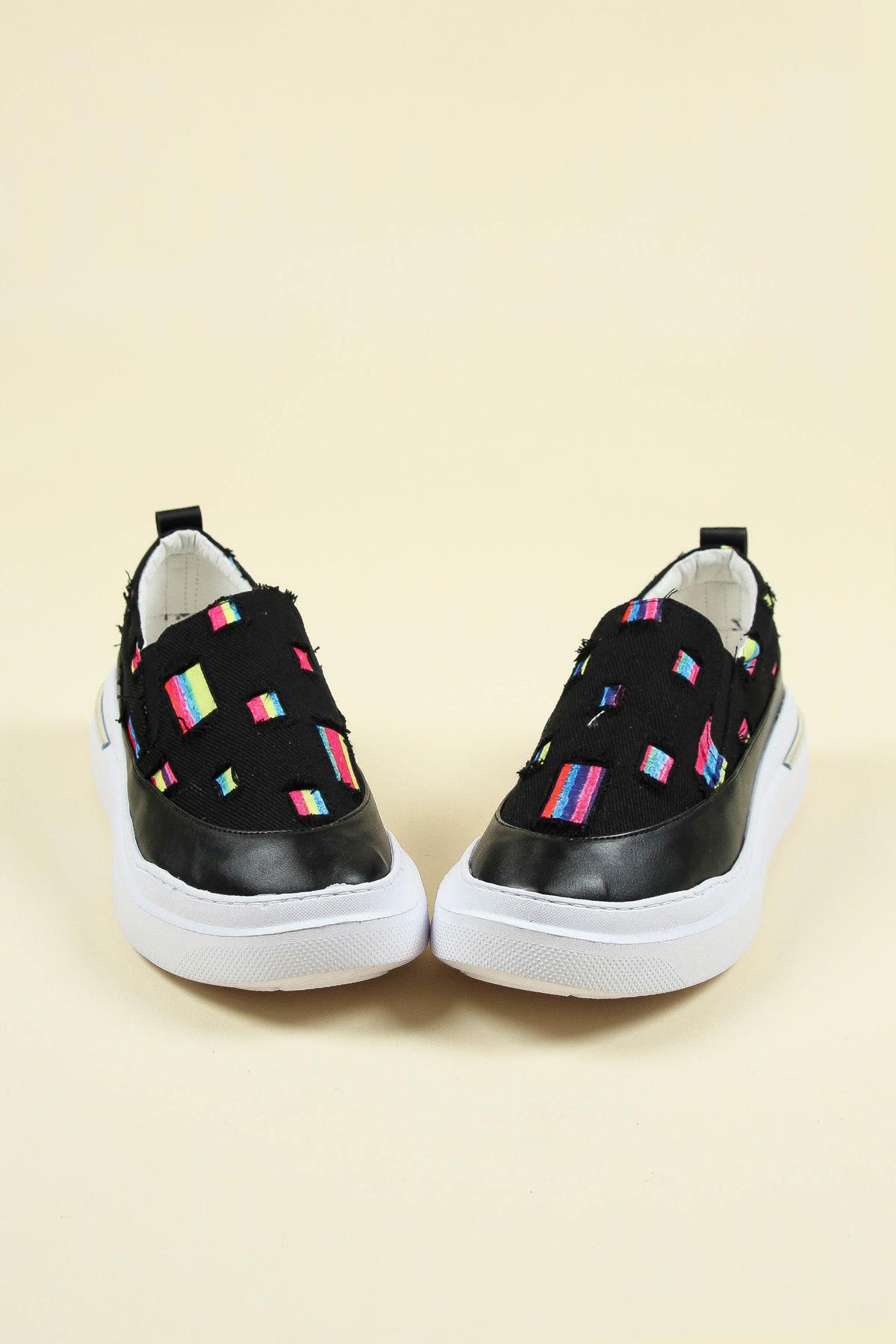 Renk Detaylı Kot Sneakers SİYAHSPOR AYAKKABI