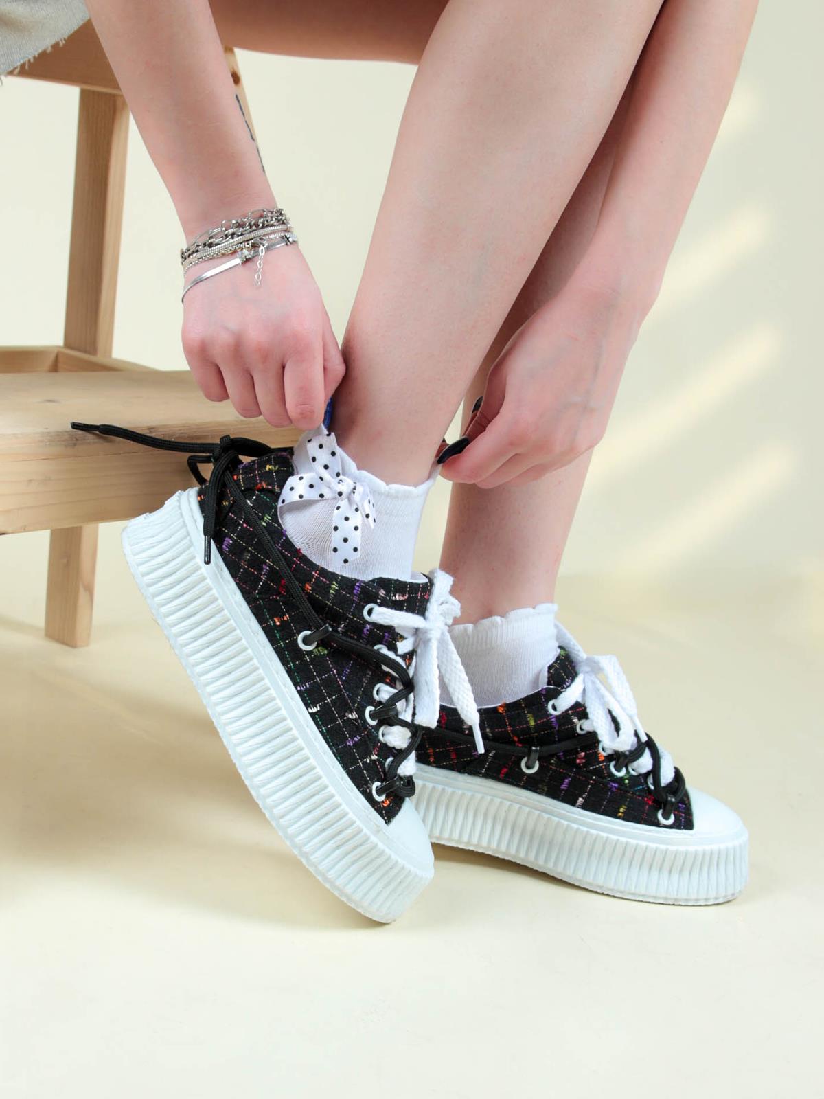 Renkli Keten Sneakers SİYAHSPOR AYAKKABI