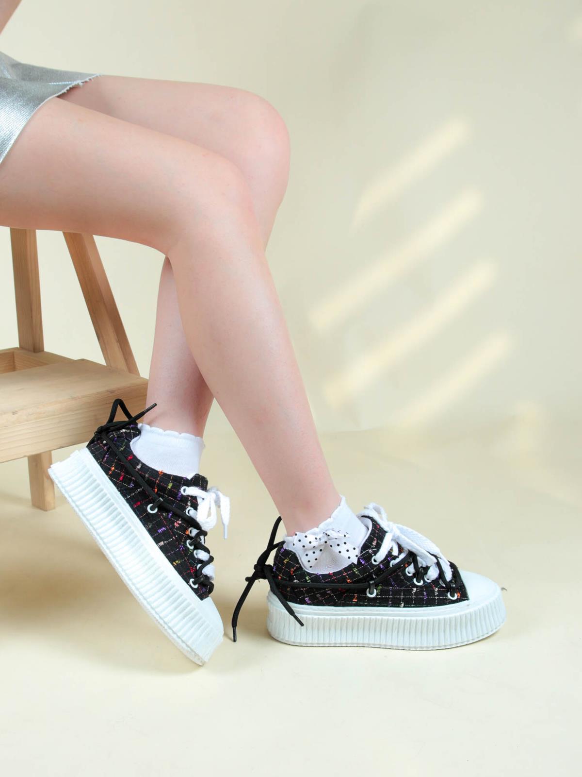 Renkli Keten Sneakers SİYAHSPOR AYAKKABI