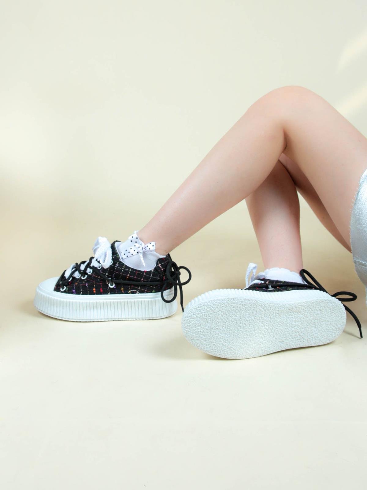 Renkli Keten Sneakers SİYAHSPOR AYAKKABI