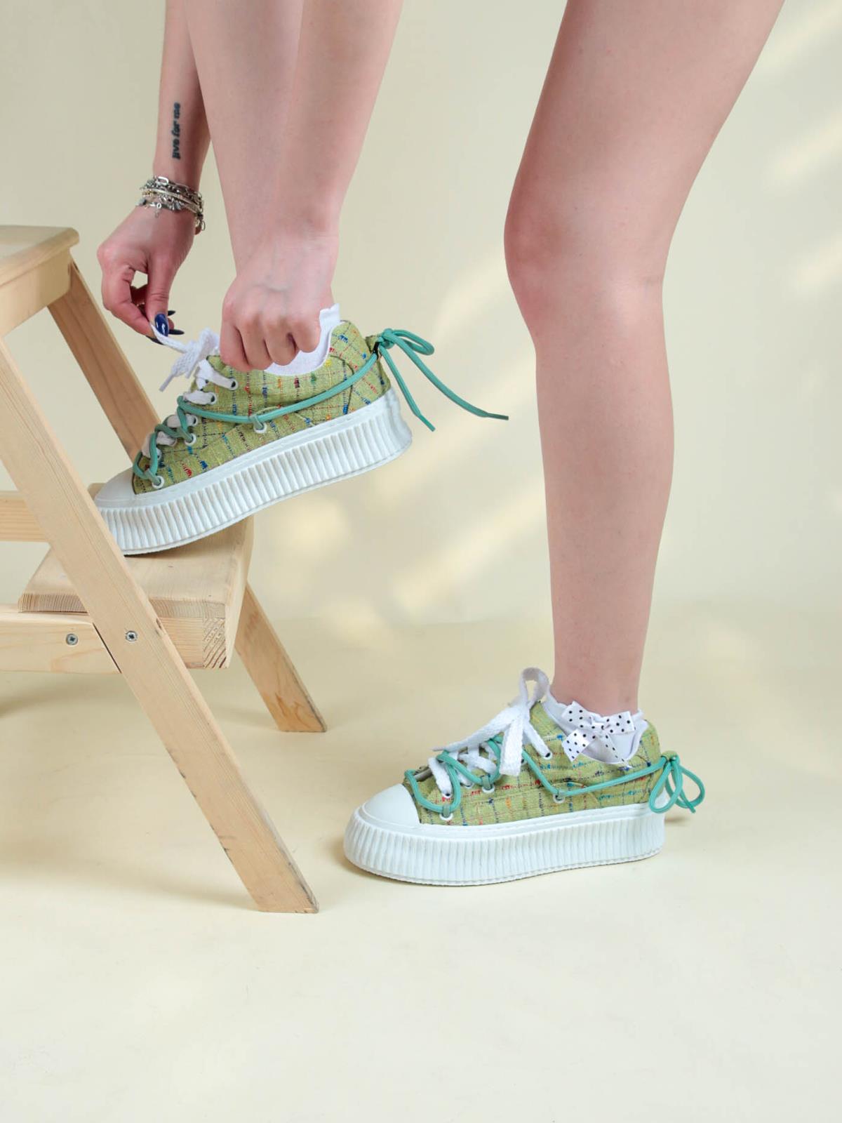 Renkli Keten Sneakers YEŞİLSPOR AYAKKABI