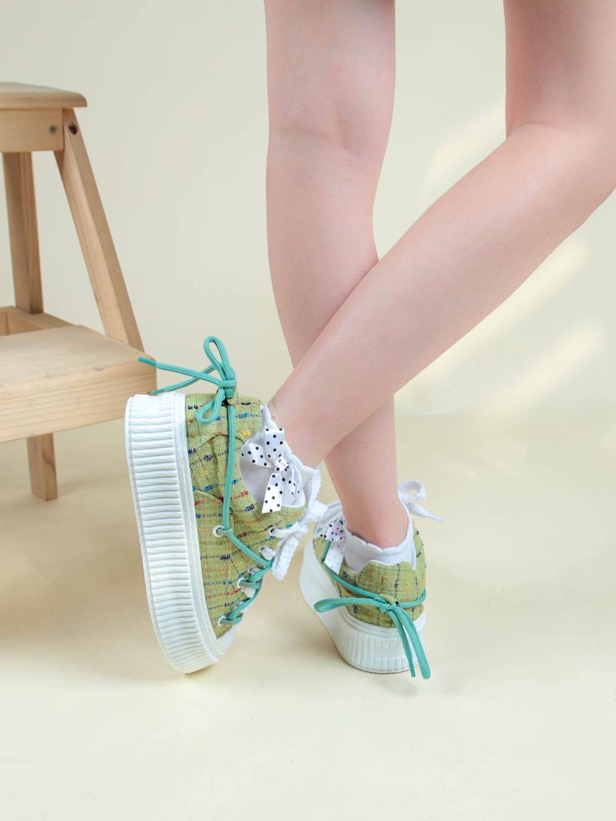 Renkli Keten Sneakers YEŞİLSPOR AYAKKABI