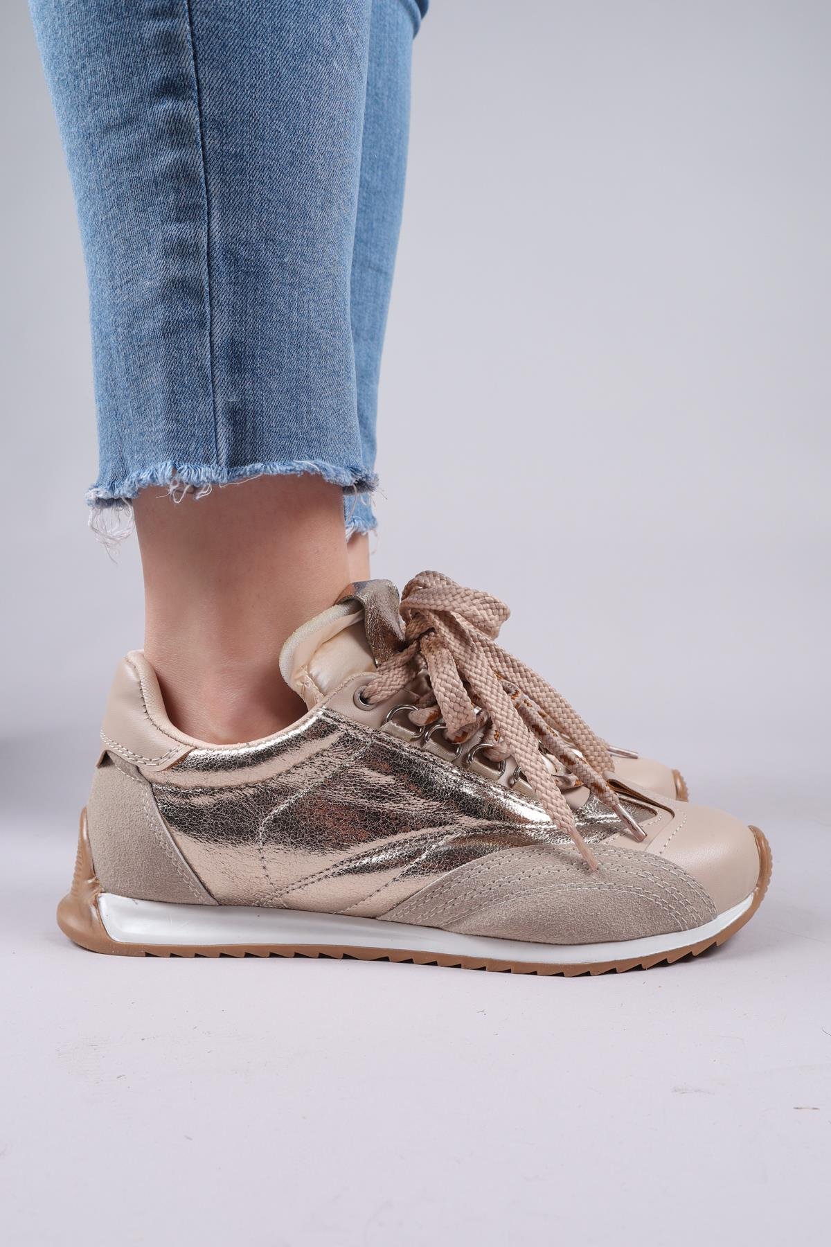 SALTA Çift Bağcıklı Garnili Sneakers BEJSPOR AYAKKABI