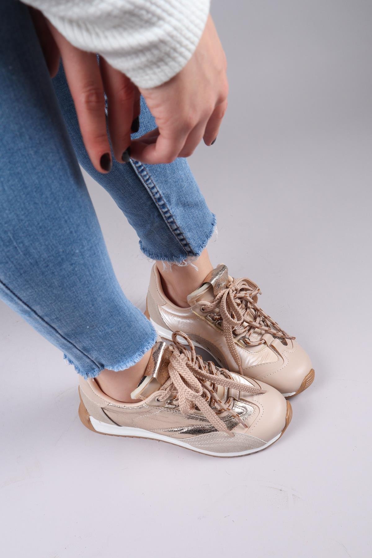 SALTA Çift Bağcıklı Garnili Sneakers BEJSPOR AYAKKABI