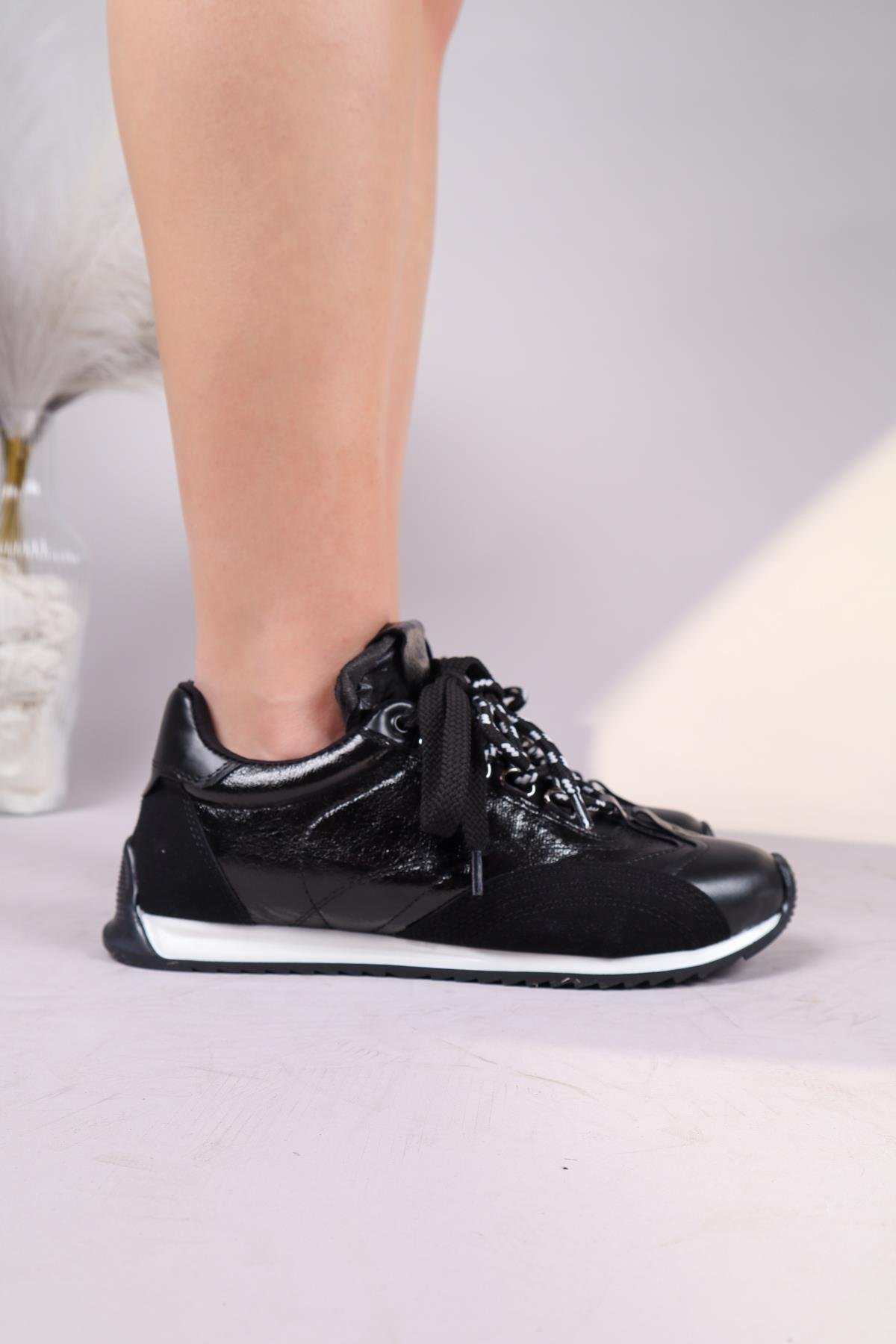 SALTA Çift Bağcıklı Garnili Sneakers SİYAHSPOR AYAKKABI