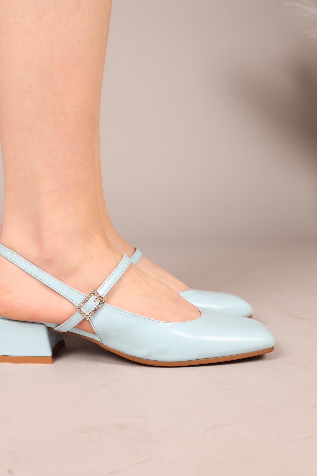 SASARA Taş Tokalı Arkası Açık Babet MAVİBABET