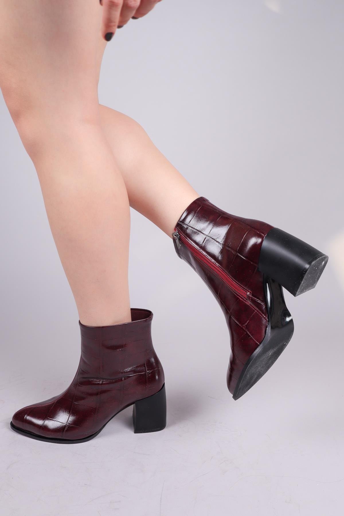 SCARLET Kroko Topuklu Bot BORDOBOT