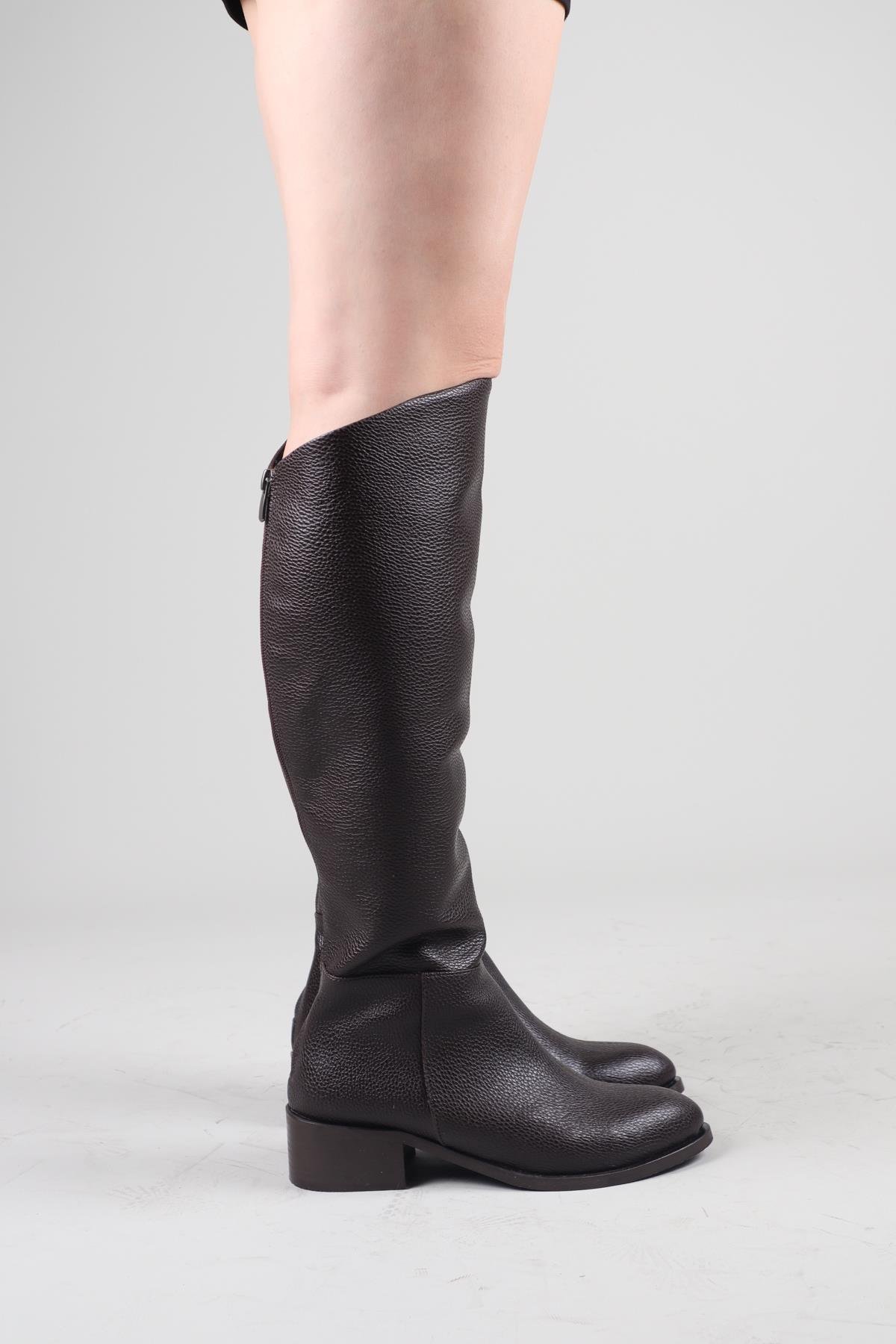 SHAYLA Önü Yüksek Düz Çizme KAHVERENGİÇİZME 