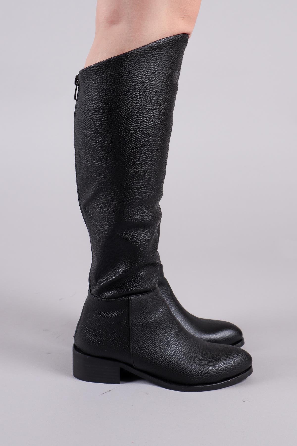 SHAYLA Önü Yüksek Düz Çizme SİYAHÇİZME 