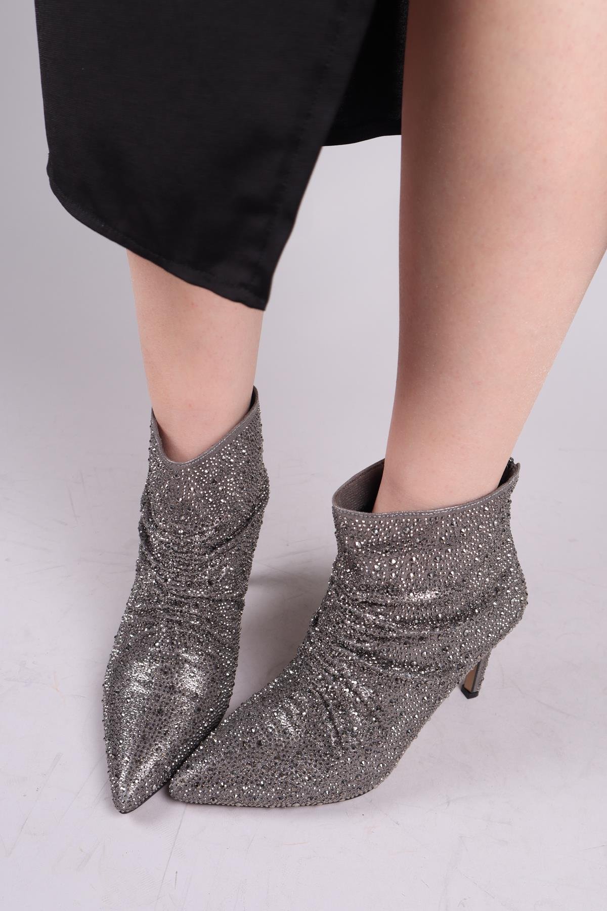 SHİNORA Komple Taşlı Topuklu Bot PLATİNBOT