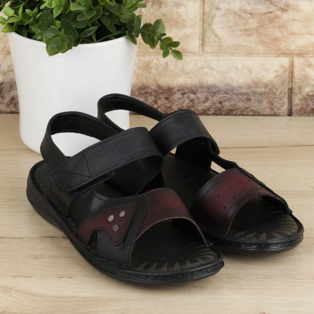 Siyah Hakiki Deri Erkek Sandalet