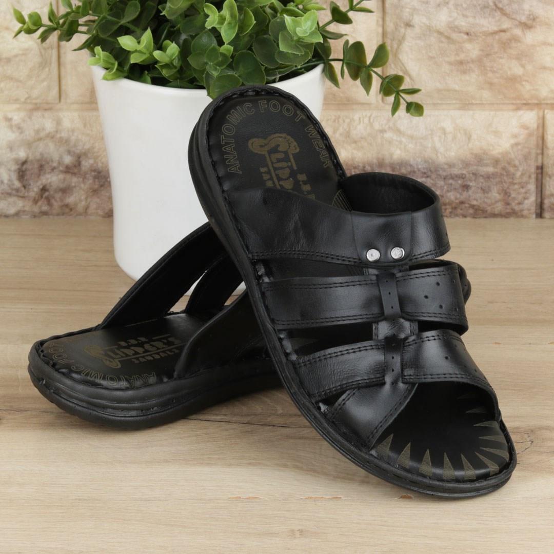 Siyah Hakiki Deri Erkek Terlik