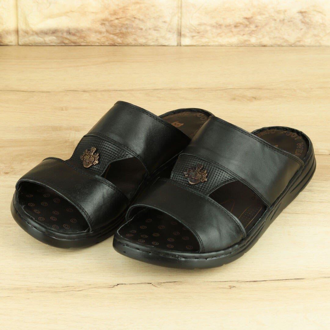 Siyah İç-Dış Hakiki Deri Erkek Terlik