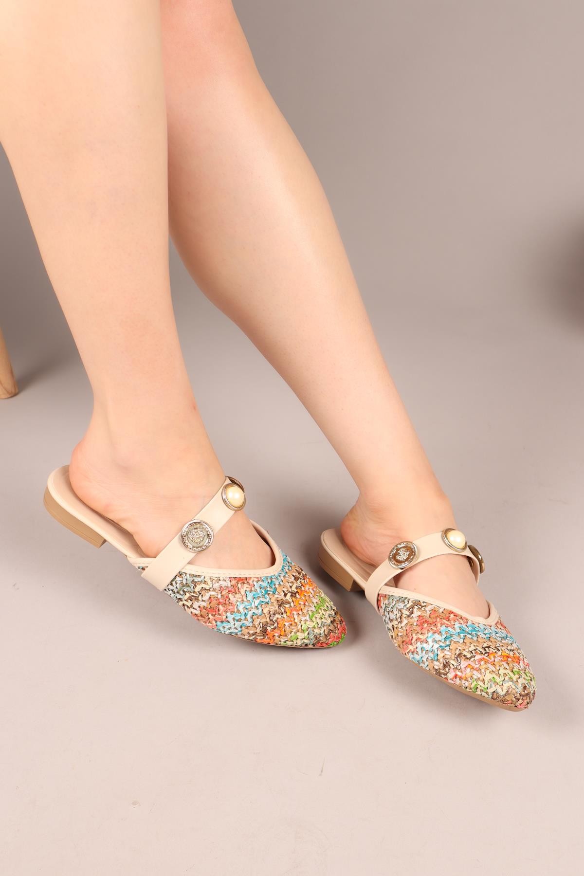 STRAW Aksesuarlı Hasır Terlik MULTİTERLİK