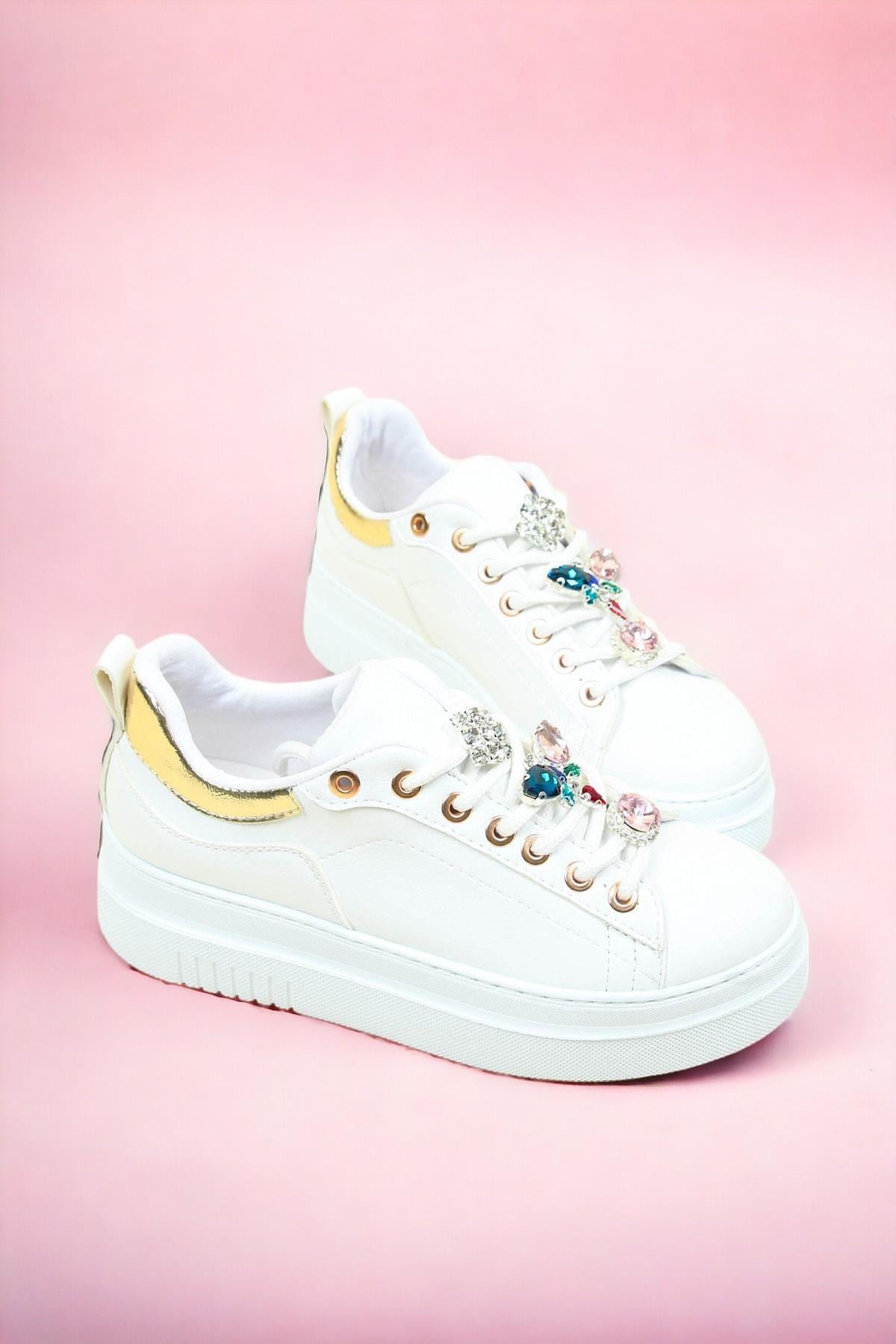 Taşlı Sneakers BEYAZ