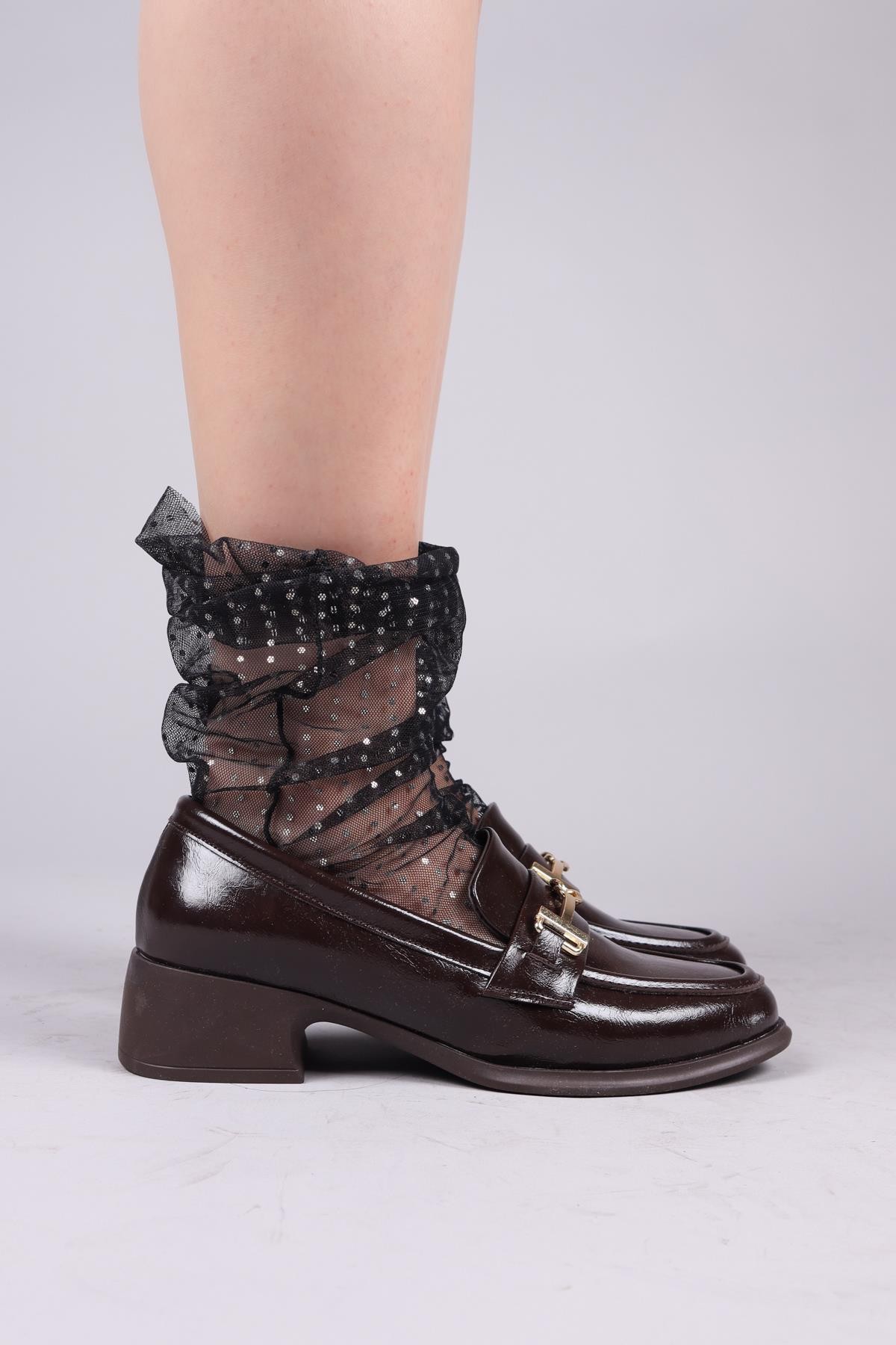 TİLDA Gold Detaylı Kadın Ayakkabı KAHVERENGİBABET