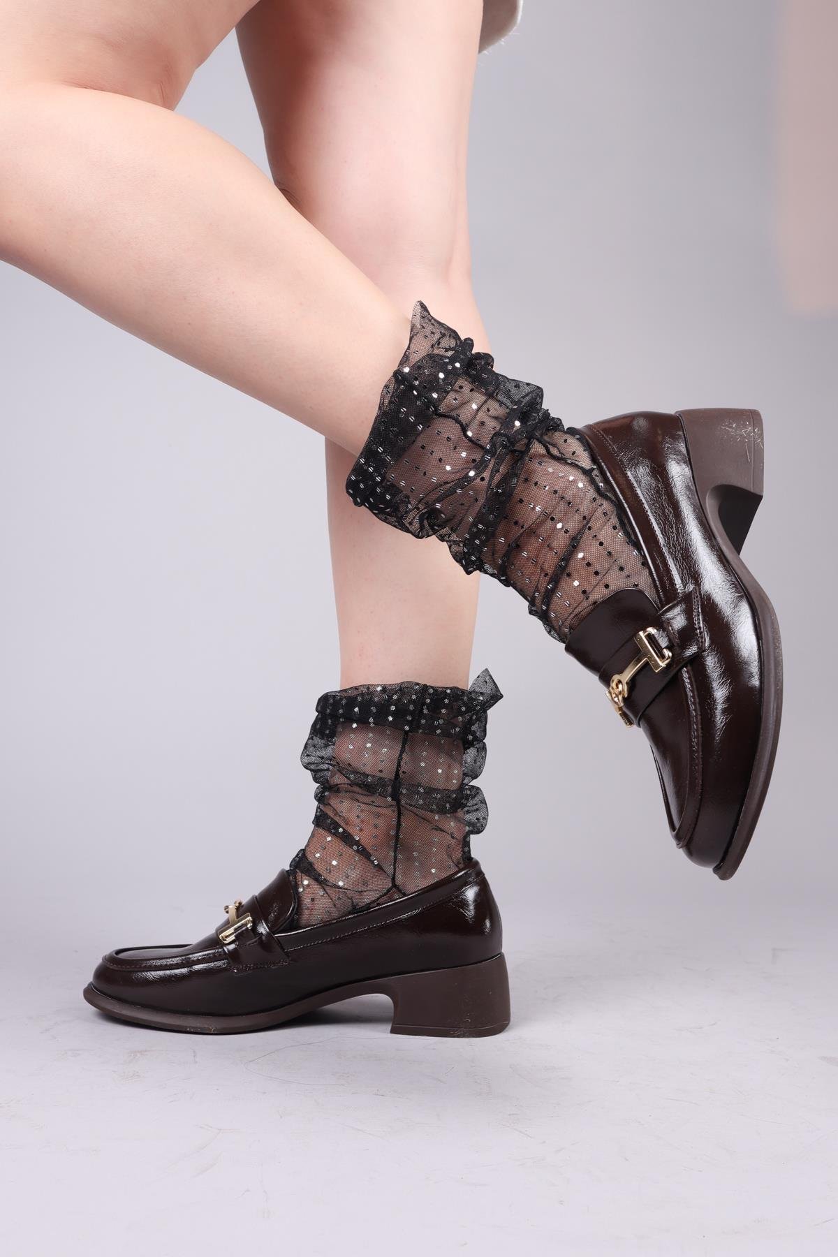 TİLDA Gold Detaylı Kadın Ayakkabı KAHVERENGİBABET