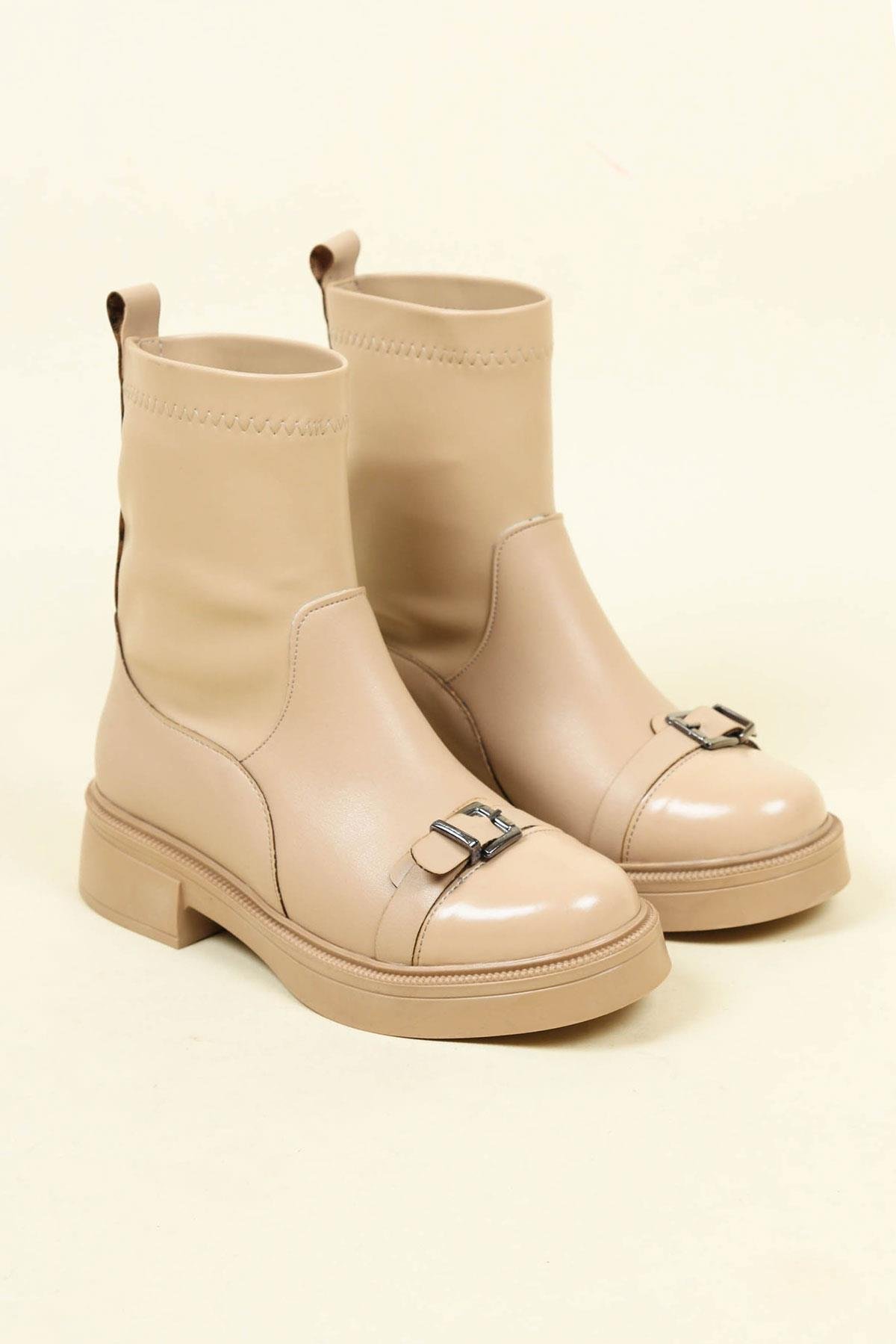 Tokalı Cilt Strech-Mat Rugan Garnili Bot  TENBOT