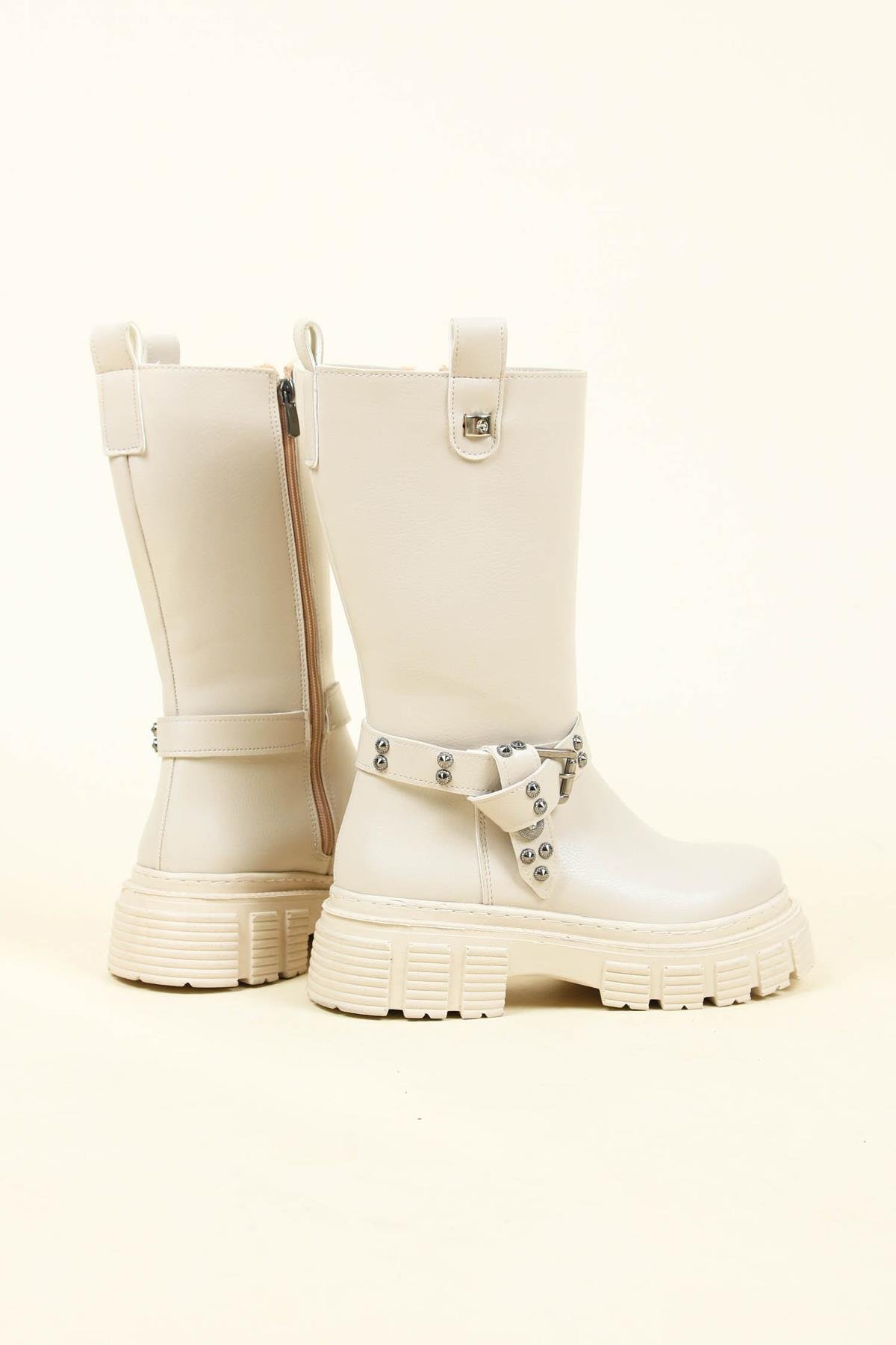 Trok Kemerli Düz Yarım Çizme TAŞÇİZME 