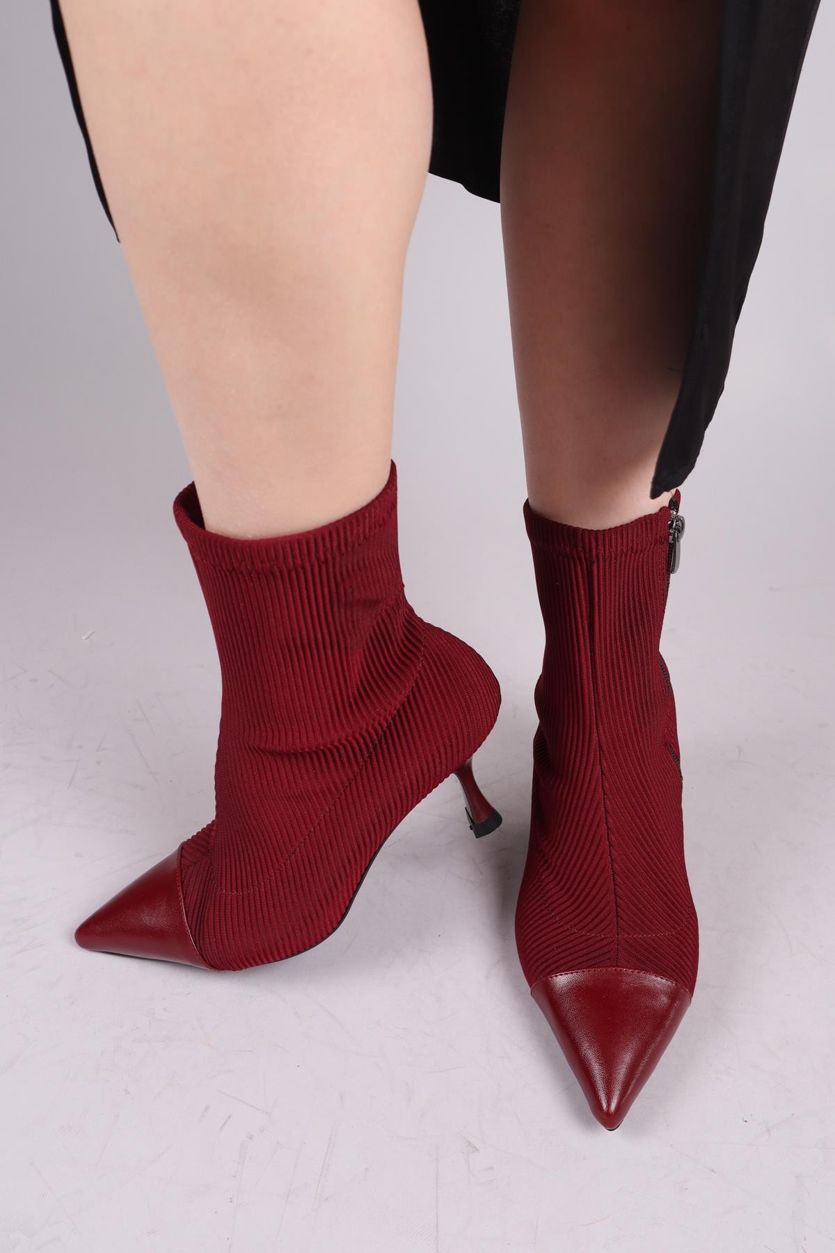 VİRREY Cilt Garnili Strech Topuklu Bot BORDOBOT