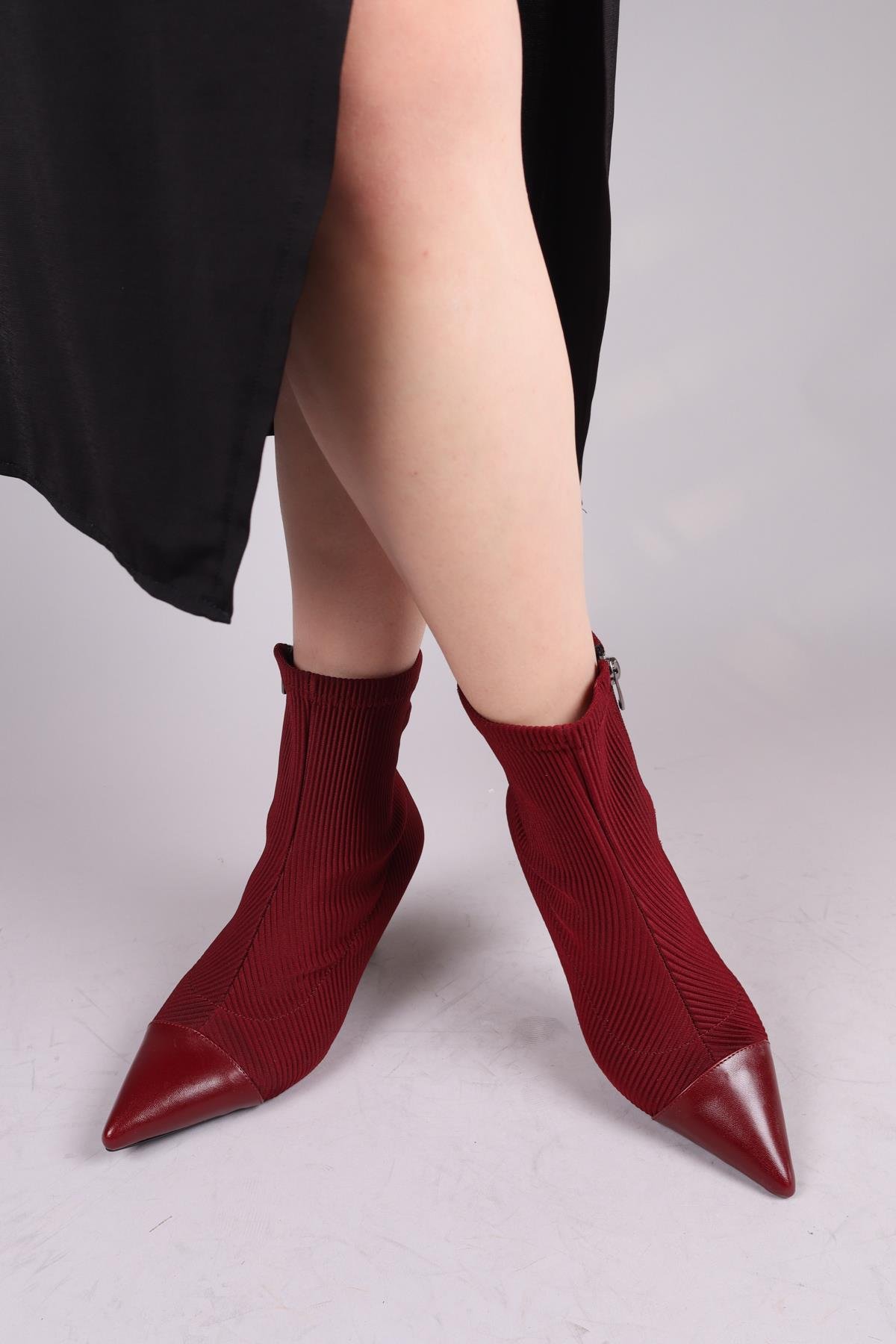 VİRREY Cilt Garnili Strech Topuklu Bot BORDOBOT