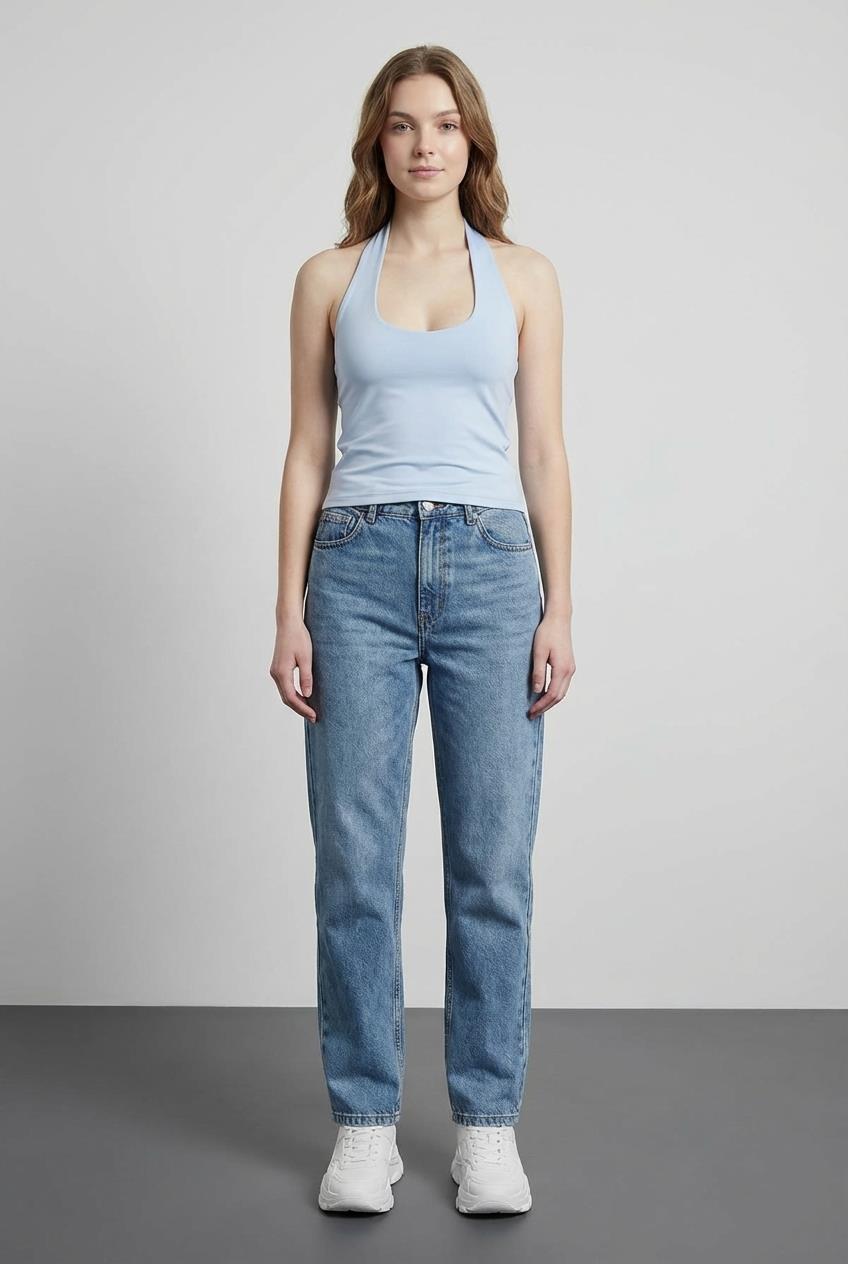 Quzu Askılı Bluz Mavi