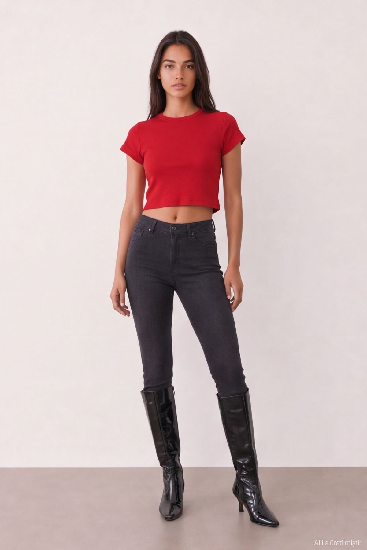 Quzu Basic Crop T-shirt Kırmızı
