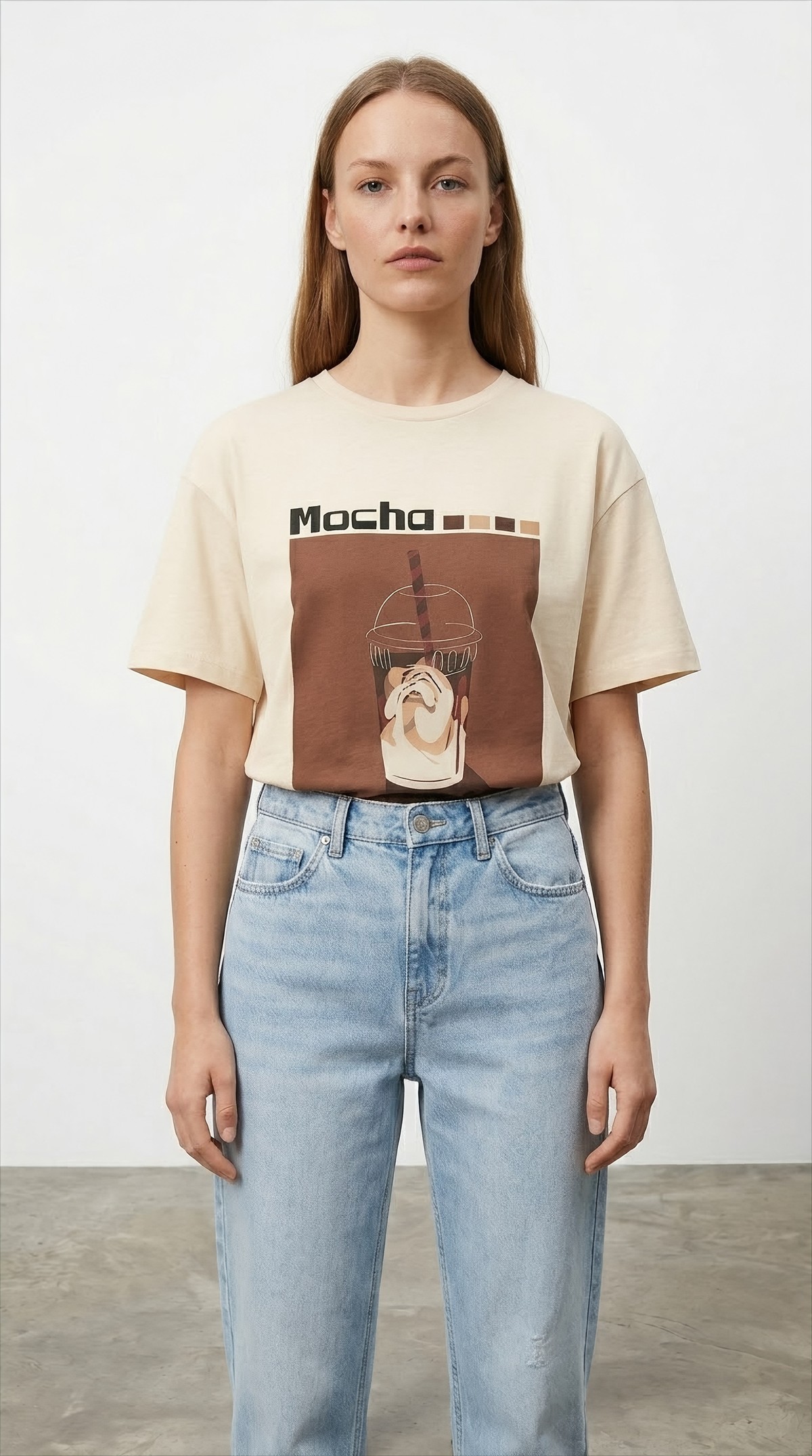 Quzu Baskı Detaylı T-shirt Bej