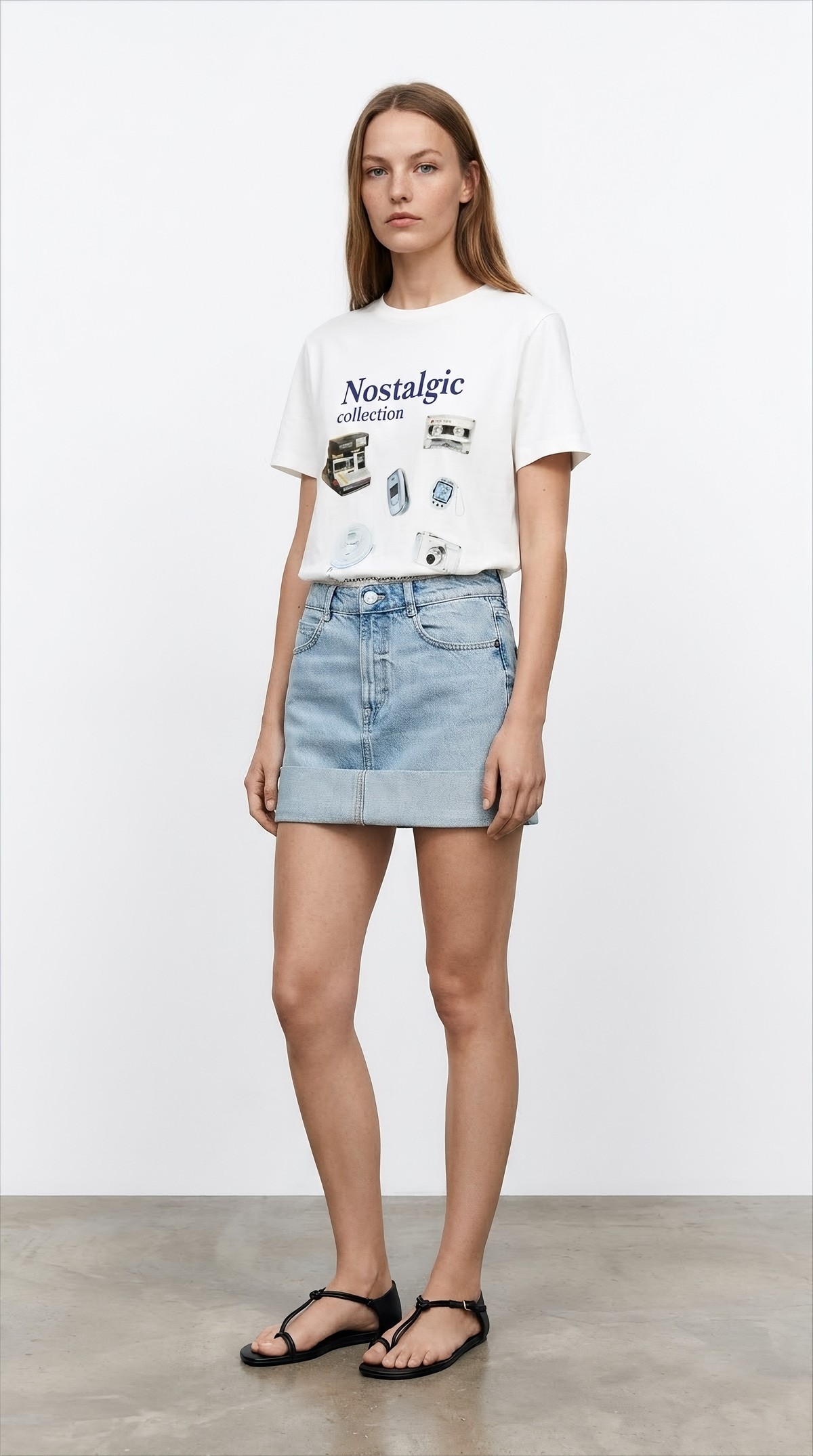 Quzu Baskı Detaylı T-shirt Ekru