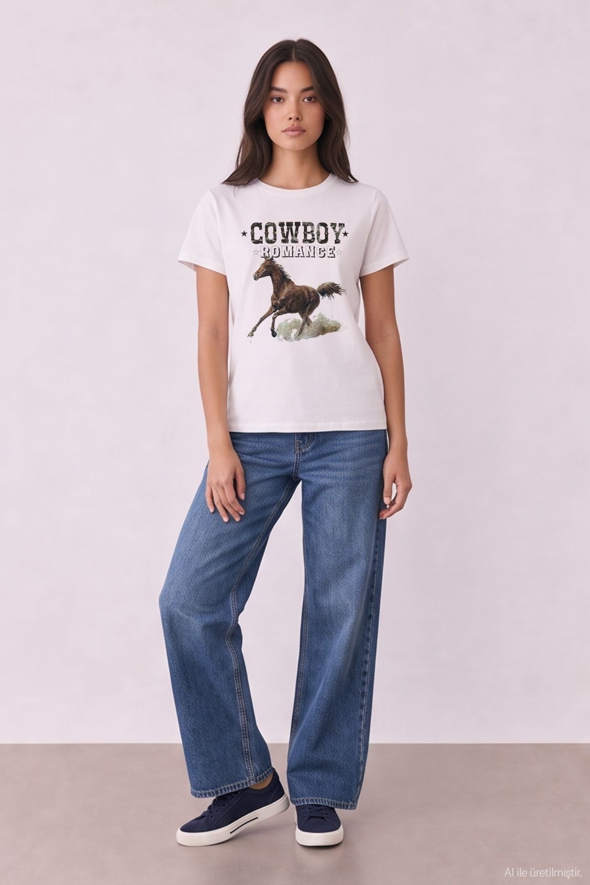 Quzu Baskı Detaylı T-shirt Ekru
