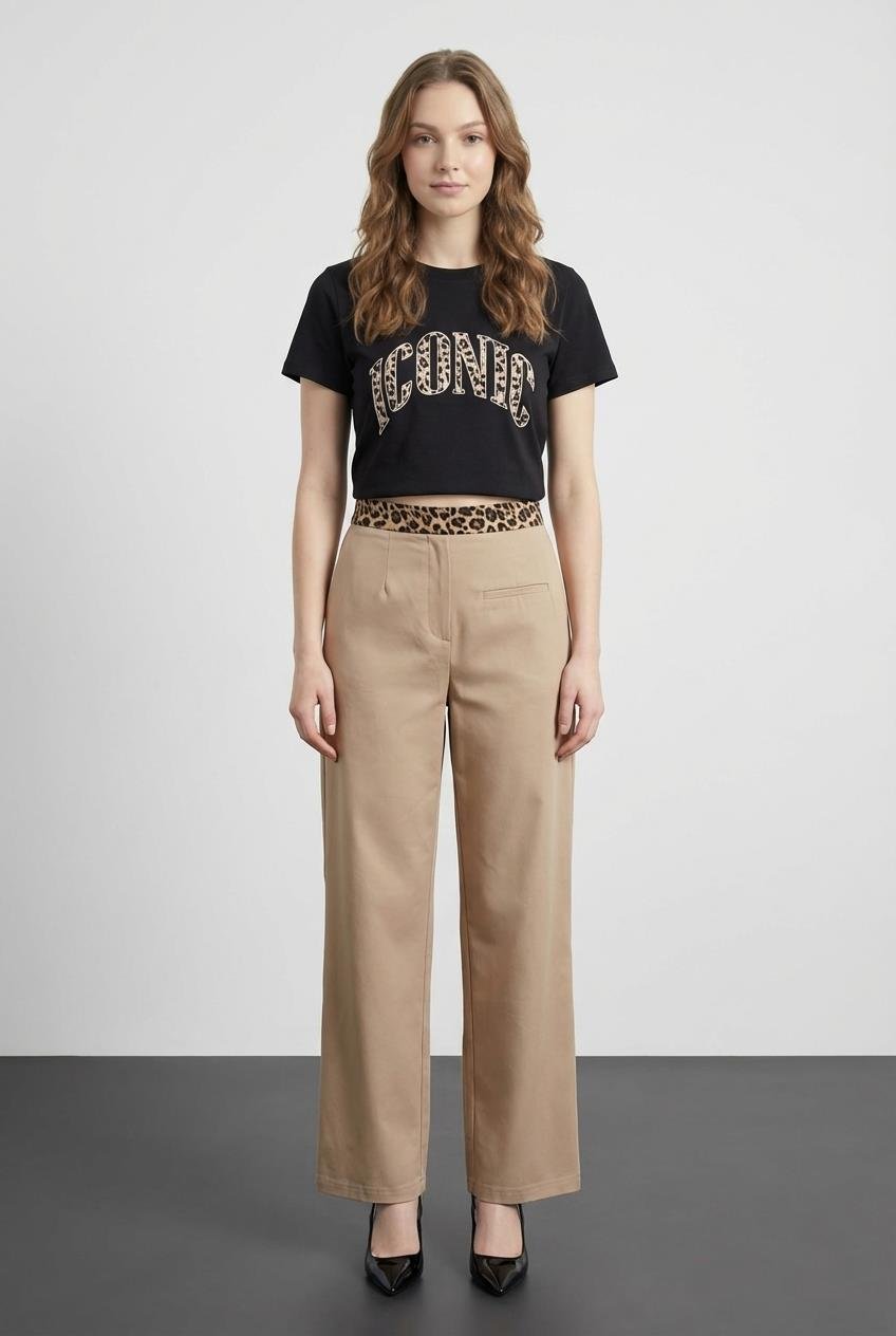 Quzu Baskı Detaylı T-shirt Siyah