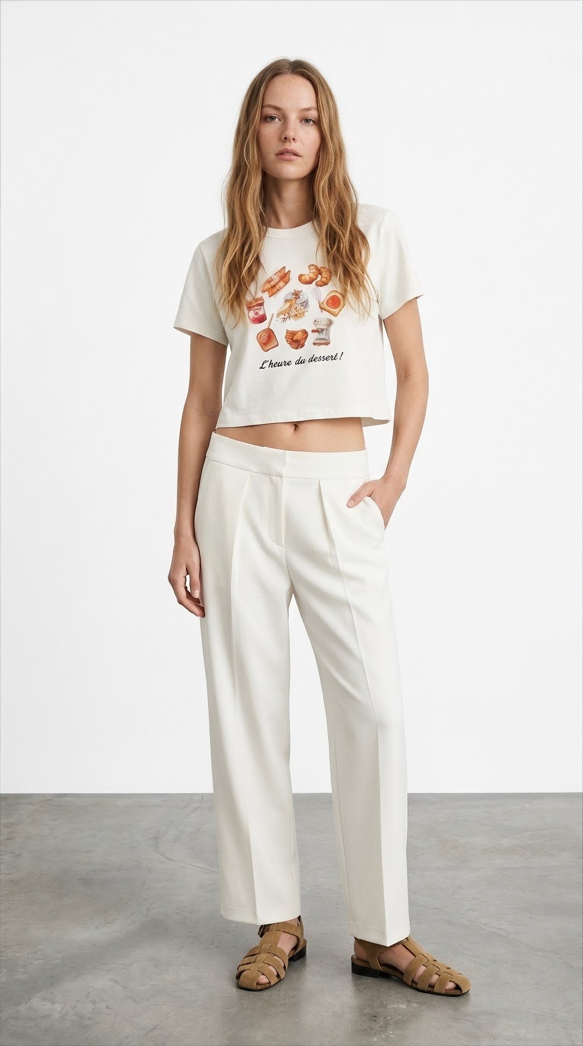 Quzu Baskılı T-shirt Ekru