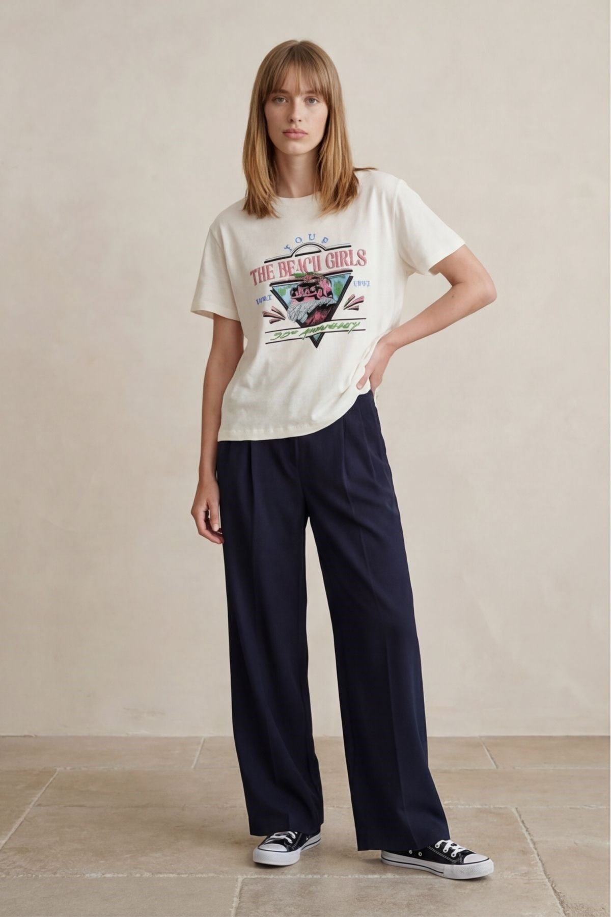 Quzu Baskılı T-shirt Ekru