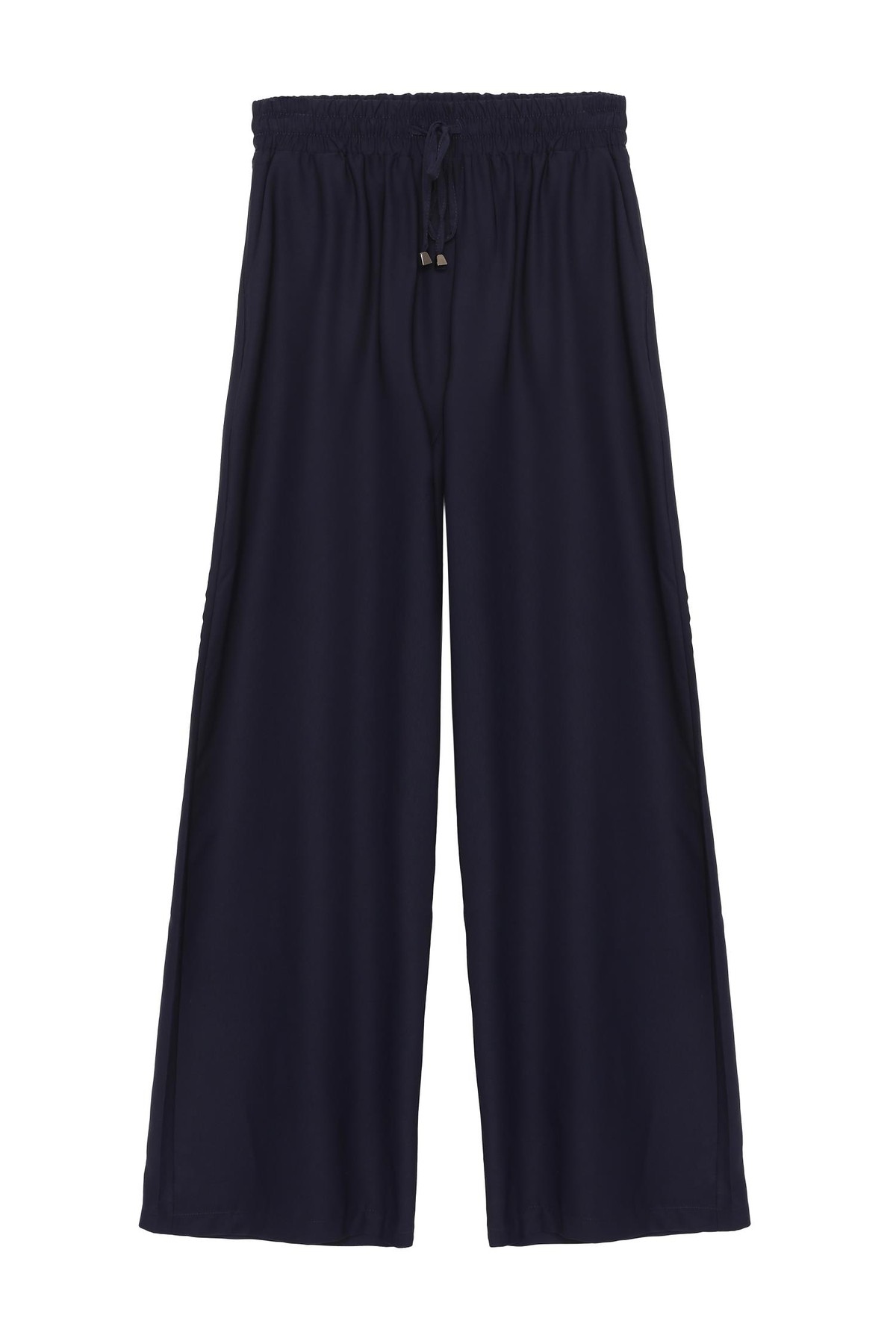 Quzu Beli Lastikli Bol Paça Pantolon Lacivert