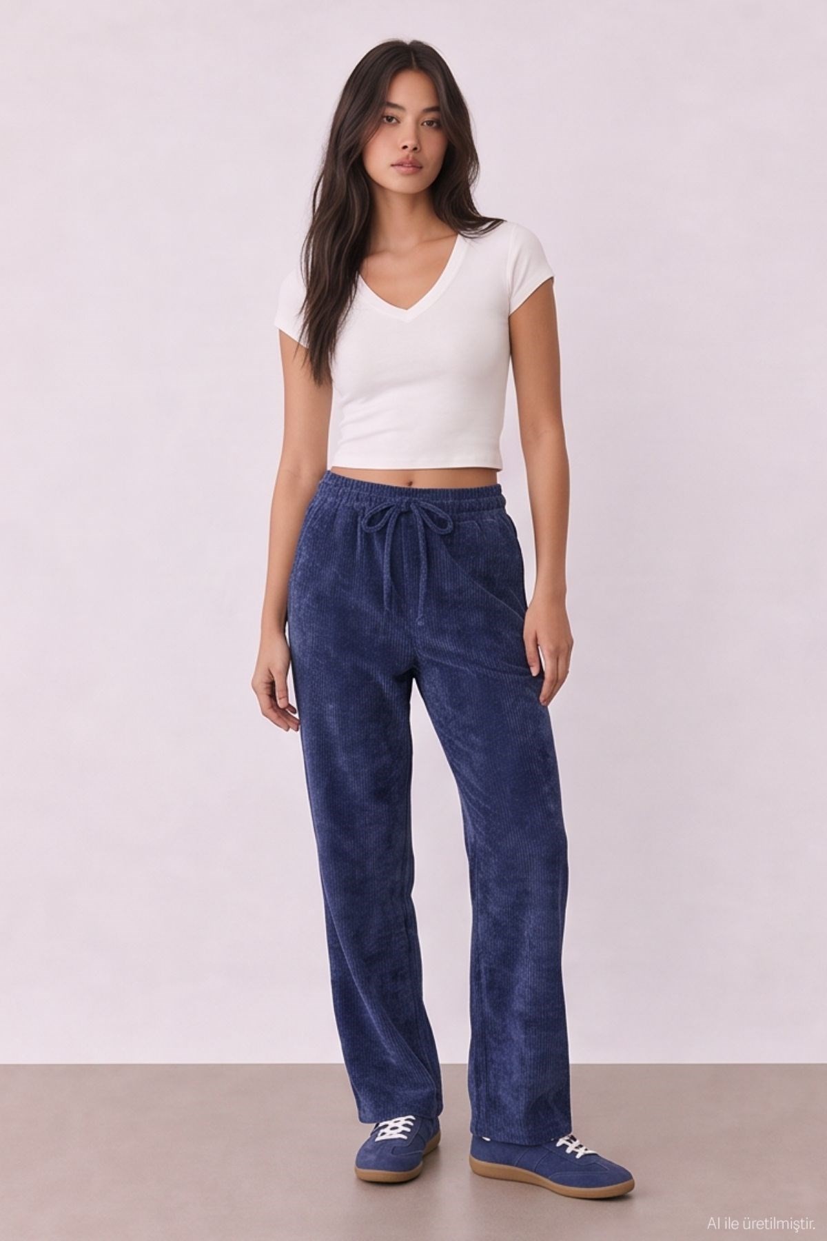 Quzu Beli Lastikli Pantolon Lacivert